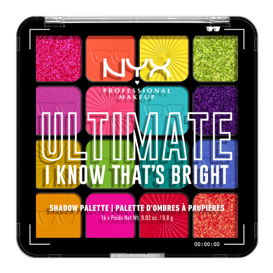 NYX PROFESSIONAL MAKEUP, Ultimate Shadow Palette, 16-shade Eyeshadow Palette, Vegan Formula - I Know That's Bright