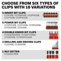 Bosch CCSV208 8Piece Impact Tough Phillips, Square & Torx 2 in. Power Bits with Clip for Custom Case System
