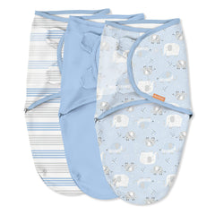 SwaddleMe Original Swaddle – Size Small/Medium, 0-3 Months, 3-Pack (Elephant Stripes)