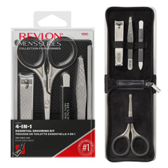 Revlon Men's Grooming Kit, 5-Piece Travel Essentials Set, Includes Nail Clippers, Scissors, File, Tweezers and Carrying Case, Stainless Steel, 1 Pack