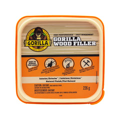 Gorilla All Purpose Wood Filler, Stainable & Paintable, Shrink & Crack Resistant, Anchors Nails & Screws, Moldable, Sandable, Natural Color, 226g/8oz, Tub, (Pack of 1)