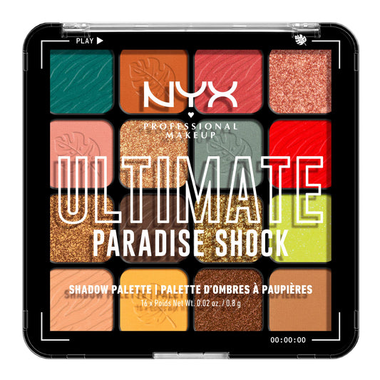 NYX PROFESSIONAL MAKEUP, Ultimate Shadow Palette, 16-shade Eyeshadow Palette, Vegan Formula - Paradise Shock