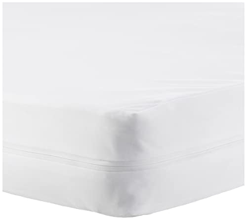 Amazon Basics Waterproof Zippered Crib Mattress Protector Encasement, Portable/Mini Size, 2-Pack
