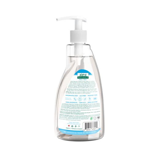 Aleva Naturals Hypoallergenic Bottle and Dish Wash Liquid - Plant-Based and Fragrance-Free Formula, Dish Soap to Clean Baby Feeding Cups and Breast Pumps - 500ml Clear