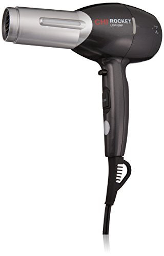 CHI Rocket Hair Dryer, Hair Dryer With Comb & Drying Nozzle Attachment, Quick-Drying For Shiny, Frizz-Free Hair, Lightweight & Low EMF