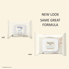 Aveeno Baby Hand & Face Baby Wipes with Oat Extract and Aloe, Fragrance-Free Wipes for Sensitive Skin, Free of Sulfates, Alcohol, and Parabens 25 Count (Pack of 4)