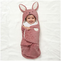 Baby GUND Oh So Snuggly Bunny Blanket Wrap, Plush Hooded Baby Blanket Wrap for Newborns, Pink/Cream, 26”