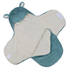 Baby GUND Oh So Snuggly Hippo Blanket Wrap, Plush Hooded Baby Blanket Wrap for Newborns, Blue/Cream, 26”