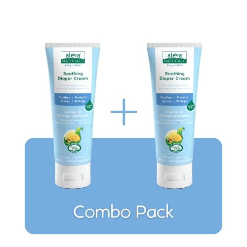 Aleva Naturals Soothing Baby Diaper Cream Combo Pack for Newborn and Toddlers, Fragrance-Free, Organic Shea Butter, Aloe Vera, Calendula Extracts Sensitive Skin Friendly - 100ml X 2, White (37877)