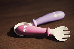 BabyBjorn Baby Plate, Spoon and Fork-Pink/Purple, 2 Pack