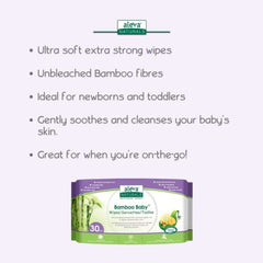 Aleva Naturals Bamboo Baby Travel Wipes - Value Pack- 30 Count X 3 = 90 Wipes