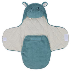 Baby GUND Oh So Snuggly Hippo Blanket Wrap, Plush Hooded Baby Blanket Wrap for Newborns, Blue/Cream, 26”