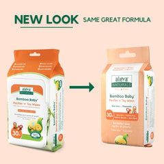 Aleva Naturals Bamboo Baby Pacifier and Toy Wipes - Natural and Organic Ingredients with Lemon Oil, Safely Cleans Bottles, Nipples, Cups, Extra Strong and Ultra Soft - Value Pack- 30ct x 3 (90 Wipes Total)