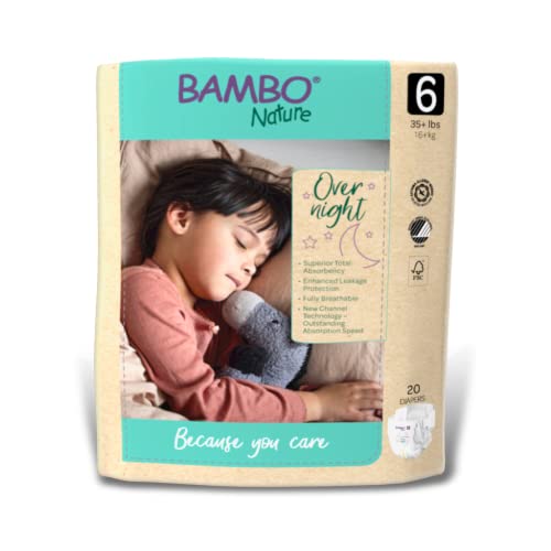 Bambo Nature Overnight Baby Diapers (Sizes 3 TO 6), Size 6, 20 Count