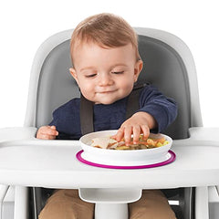 OXO Tot - Stick & Stay Suction Plate - Non-Sliding - Encourage Self-Feeding at Mealtime - Baby Toddler 6 Months - Gray, Large