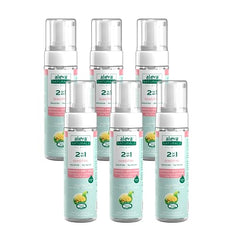 Aleva Naturals Hypoallergenic 2 in 1 Shampoo and Body Wash - Tea Tree Oil Formula, For Sensitive Skin, Perfect for Newborn Babies and Toddlers - Mega Pack- 6 x 200ml= 1.2L Clear