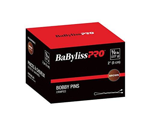 BaBylissPRO 2 Inch Crimped Bobby Pins, Half Pound Box in Brown