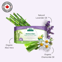 Aleva Naturals Bamboo Baby Travel Wipes - Value Pack- 30 Count X 3 = 90 Wipes