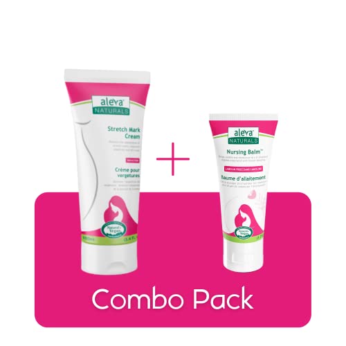 Aleva Naturals Mommy Care Combo Pack- Stretch Mark Cream, 100ml & Nursing Balm, 50ml for Mothers, Plant Based Natural and Organic Formula, white