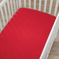 American Baby Company 100% Natural Cotton Percale Fitted Crib Sheet for Standard Crib and Toddler Mattresses, Red, Soft Breathable, for Boys and Girls