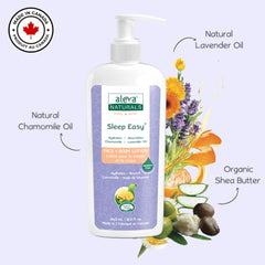 Aleva Naturals Sleep Easy Face + Body Bedtime Lotion for Babies & Toddlers, Lavender and Chamomile Oils, Perfect for Baby Massage, Made with Natural & Organic Ingredients, Mega Pack - 8 Fl Oz x 6 (1.440L), Clear