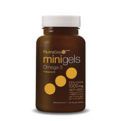 Nature's Way NutraSea Omega 3 + Vitamin D Fish Oil Mini Gels Supplement – Fresh Mint Flavour – Heart, Brain, Bone & Immune Support – 1000mg EPA & DHA + 1000IU D3, 120 Softgels