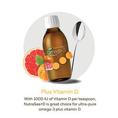 Nature's Way NutraSea Omega 3 + Vitamin D Fish Oil Liquid Supplement – Grapefruit Tangerine Flavour – Heart, Brain, Bone & Immune Support – EPA & DHA + 1000IU D3, 500 mL