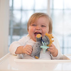 Dr. Brown's Baby Lovey Pacifier & Teether Holder, Triceratops with Grey HappyPaci, 100% Silicone, 0-6m