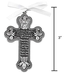 CA Gift CM8 Guardian Angel Cross Crib Medal for Jewelry Making, 3" High