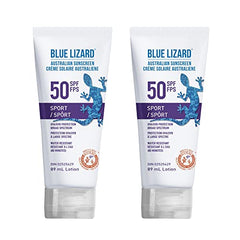 BLUE LIZARD Sport SPF 50 Twin Pack, Mineral-Based Sunscreen Lotion for Athletes, Paraben-Free, Fragrance-Free, Non-Greasy Broad Spectrum Sun Protection, 89ml Tube, Pack of 2