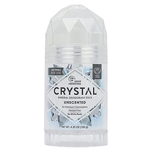 Crystal Mineral Deodorant Stick, 120g – Aluminum-Free, Unscented Natural Deodorant, 24-Hour Odor Protection, No Stains or Residue, Vegan & Cruelty-Free
