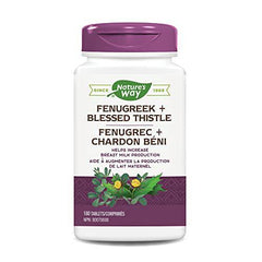 Nature's Way Fenugreek + Blessed Thistle – Herbal Supplement for Digestion & to Promote Lactation – 450mg Fenugreek & 375mg Blessed Thistle for Breastfeeding Support – 180 Vegetarian Tablets