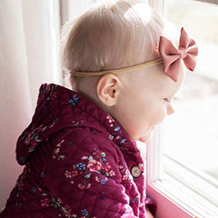 Baby Wisp - Fanny Bow Headband Powder Pink - Baby Infant Toddler Girls - Newborn to 24 Months