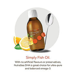 Nature's Way NutraSea High DHA Omega 3 Fish Oil Liquid Supplement for Adults and Kids Ages 14+ – Juicy Citrus Flavour, Non-GMO – Brain & Cognitive Support – 1500mg EPA & DHA, 200 mL