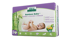 Aleva Naturals Hypoallergenic Bamboo Baby Diapers for Baby, Ultra Soft, Sensitive Skin Friendly, Biodegradable, Disposable– Size 2 (6-17 lbs/3-8 kg) | 30ct