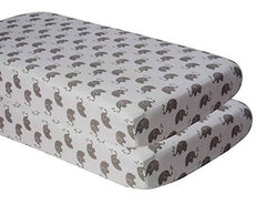 Bacati 2 Piece Elephants Grey Muslin Crib Sheets, Pink