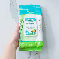 Aleva Naturals Hypoallergenic Bamboo Baby Instant Bath Towelettes Wipes for Babies and Toddlers with Sensitive Skin, Natural and Organic Formula, Biodegradable, Extra Large and Ultra-Soft - 25 Count