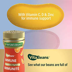 Nature’s Bounty Immune VitaBeans Soft Chews with Vitamin C, Vitamin D and Zinc for Immune Support, Orange Flavour, 80 Chewables