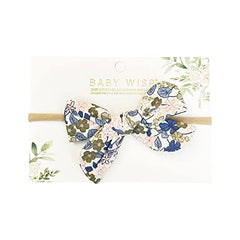 Baby Wisp - Headband - Victoria Bow - Blue Floral - Baby, Infant, Hair Accessory