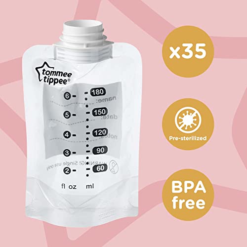 Tommee Tippee Pump and Go Breast Milk Storage Bags, For Storing and Freezing Breast Milk - Pump, Store & Freeze - 35 Count