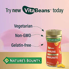 Nature’s Bounty Immune VitaBeans Soft Chews with Vitamin C, Vitamin D and Zinc for Immune Support, Orange Flavour, 80 Chewables