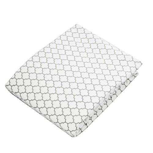 Kushies Pack N Play Playard Sheet, Soft 100% breathable cotton flannel, Made in Canada, White/Grey Ornament