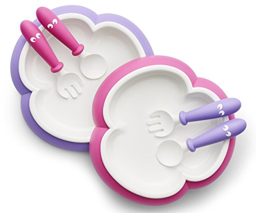 BabyBjorn Baby Plate, Spoon and Fork-Pink/Purple, 2 Pack