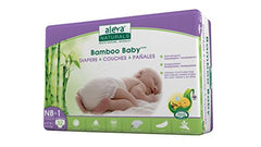 Aleva Naturals Hypoallergenic Bamboo Baby Diapers for Newborn, Ultra Soft, Sensitive Skin Friendly, Biodegradable, Disposable - Size Newborn to 1 (4-9 lbs / 2-4kg), 32 Count