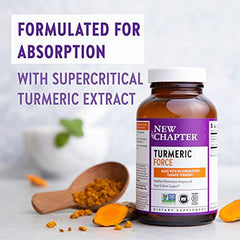 New Chapter Turmeric Supplement, One Daily, Joint Pain Relief + Supercritical Organic Turmeric, Black Pepper Not Needed, Non-GMO, Gluten Free – 60 Count (2 Month Supply)
