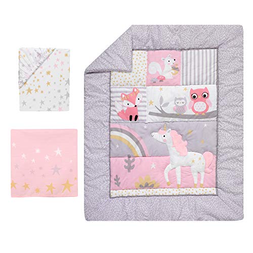 Bedtime Originals Rainbow Unicorn 3-Piece Crib Bedding Set, Purple