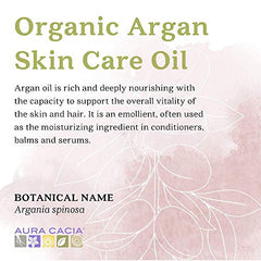 Aura Cacia Organic Argan Skin Care Oil, GC-MS Tested For Purity, 30ml