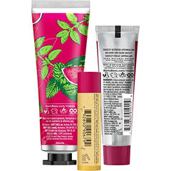 Burt's Bees Merry Melon set with Watermelon Moisturizing Lip Balm, Watermelon Rush Squeezy Tinted Balm and Watermelon and Mint Hand Cream, 3 Assorted Products, Holiday Gift