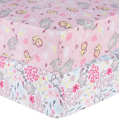 Jungle Flowers 2-Pack Microfiber Fitted Crib Sheet Set by Sammy & Lou®