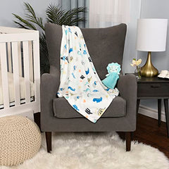Baby’s First by Nemcor 2 Piece Baby Blanket and Buddy Set, 30x40" Security Blanket and Plush Teething for New Born and Infant, Blue Dino